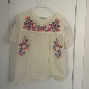 Embroidered Floral Cream Blouse